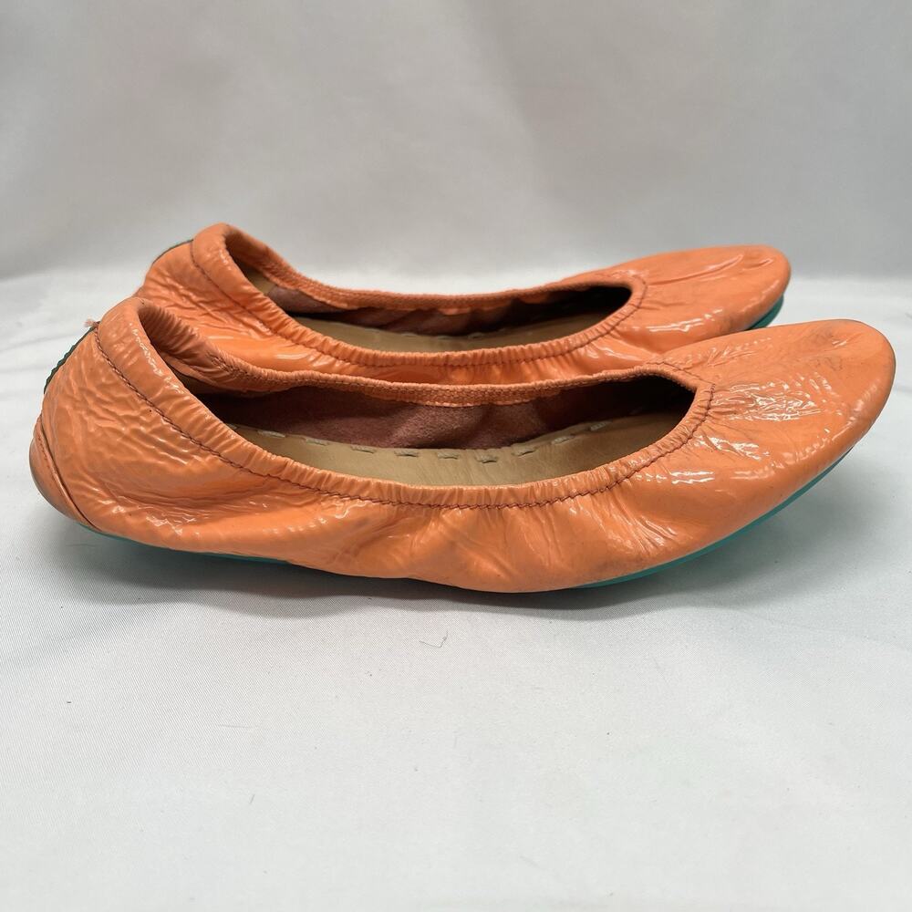 Tieks Orange Coral Ballet Flats Size 7 Foldable patent leather pastel shoes